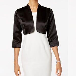Alex Evenings Black Satin Bolero Jacket